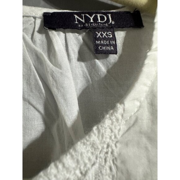 NYDJ White Long Sleeve Lace Detail Cotton Blouse XXS NWOT - Picture 4 of 8